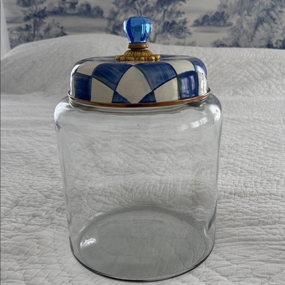 MacKenzie-Childs Blue and White Glass Jar